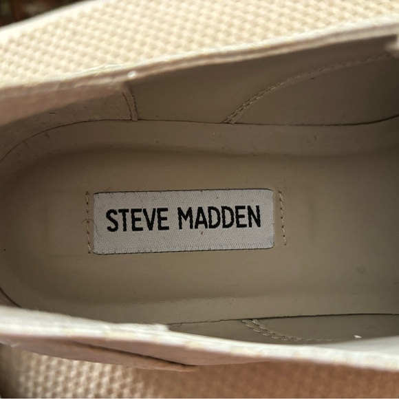 Steve Madden Croc Embossed Tan Platform Wedge Oxford Style shoes size 8 - Picture 8 of 9